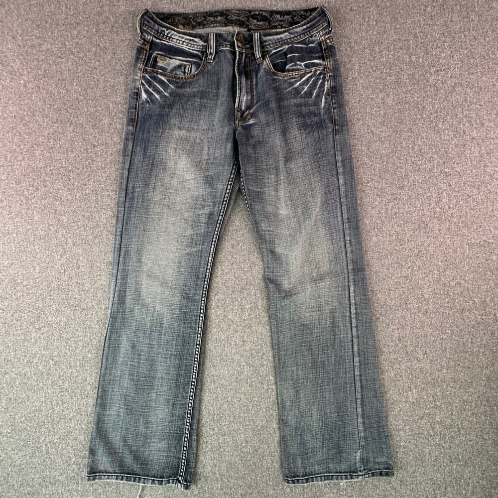 Buffalo David Bitton Jeans Mens 31x32 Game Blue Distressed Denim CA 17311